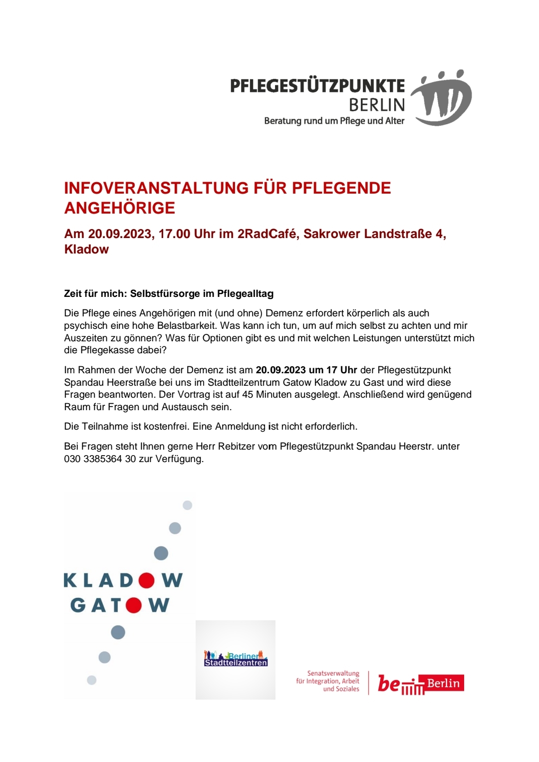 Infoveranstaltung für pflegende Angehörige