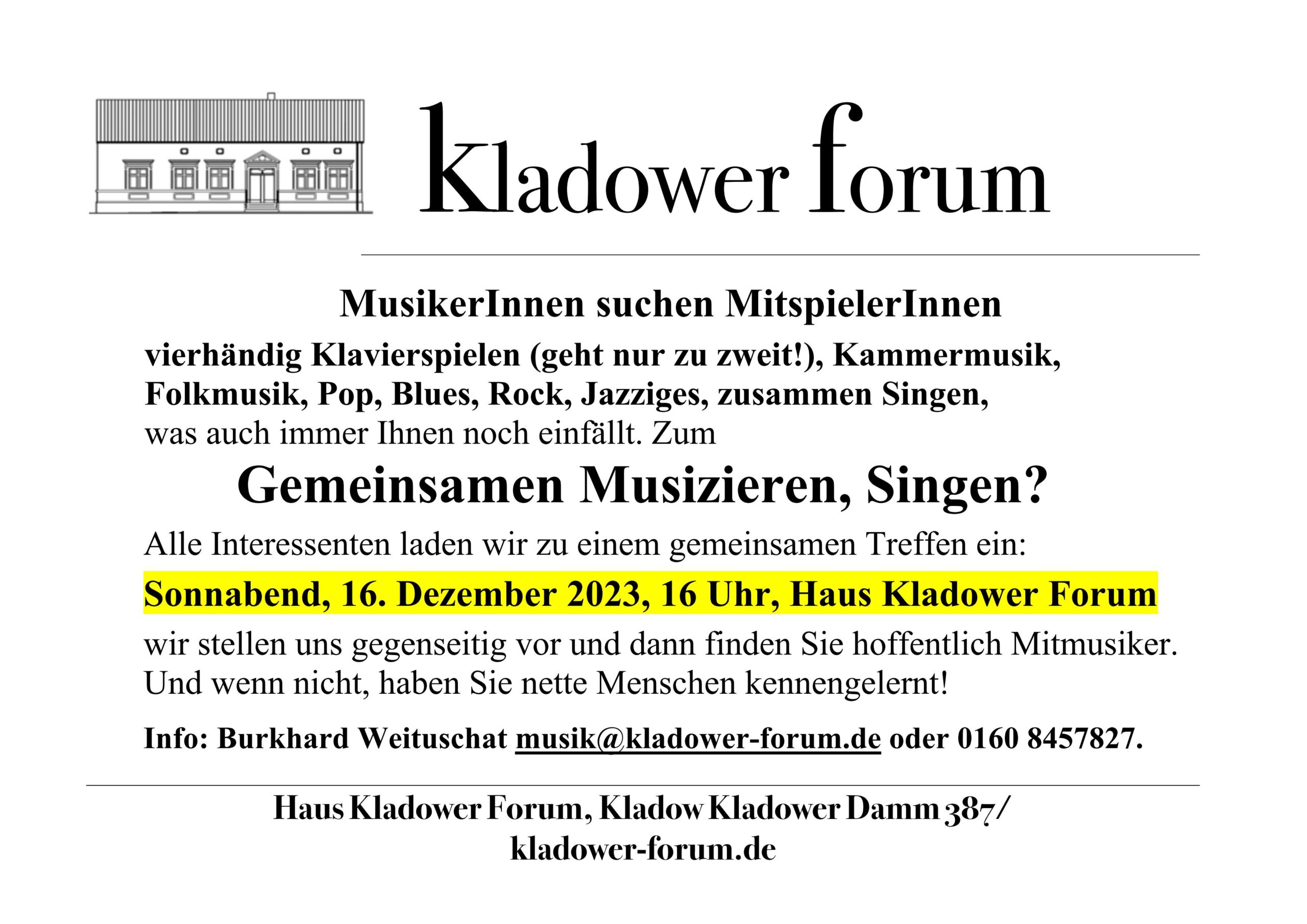 Gemeinsam musizieren im Haus Kladower Forum