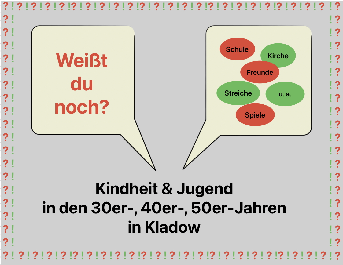 Gemütlicher Nachmittag mit Gesprächen & Kaffee & Kuchen zum Thema „Kindheit & Jugend in den 30er-, 40er-, 50er- Jahren in Kladow“